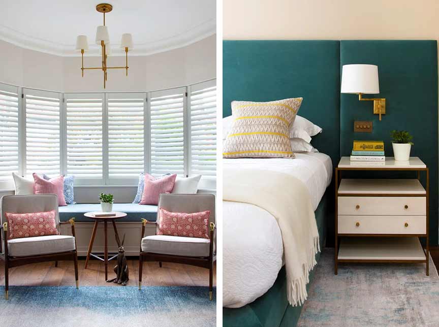 seating area and bedroom