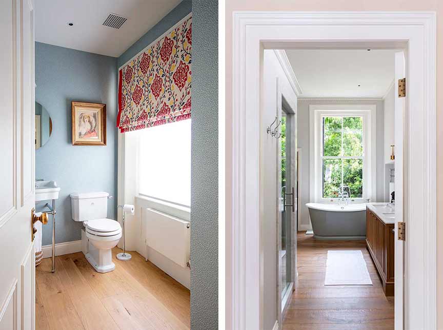 two bathrooms of a townhouse