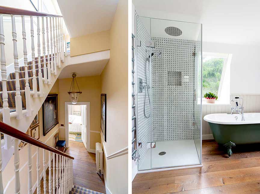 staircase and third bathroom in a townhouse