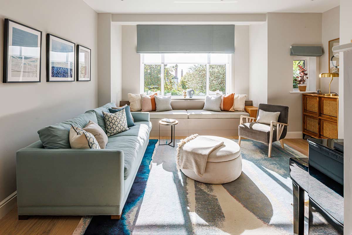 Living room with sunlight pouring in