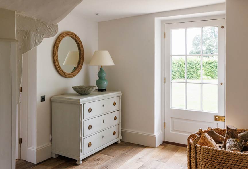 wood floor and chest of drawers